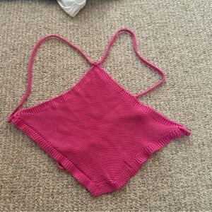 Pink Knit Crop Top